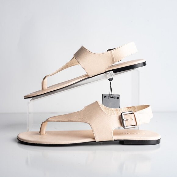 Massimo Dutti Womens Leather Thong Flats Ivory Cream US 9 EU 40 New 1708/450 - Picture 5 of 8